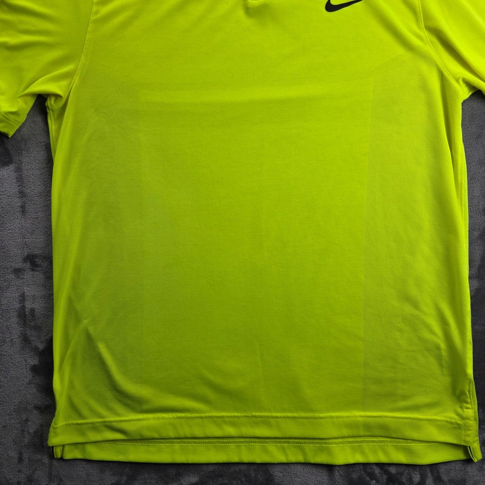 Nike Golf Polo Shirt Mens Large Lime Green Dri-FIT Tour Performance Rugby Logo - Picture 3 of 10